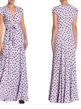 Tularosa Sid Purple Wrap Dress Black Polka Dot Maxi Long Dress Small Revolve